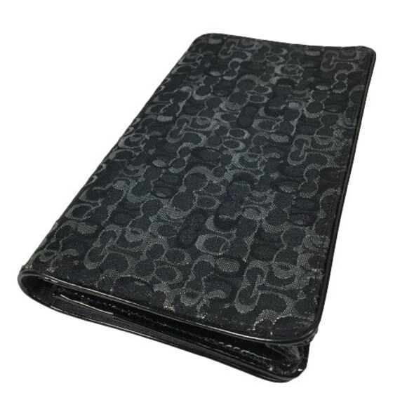 COACH Signature Clutch Wallet Evening Bag Purse Black Grey Silver Logo Monogram - Picture 11 of 12